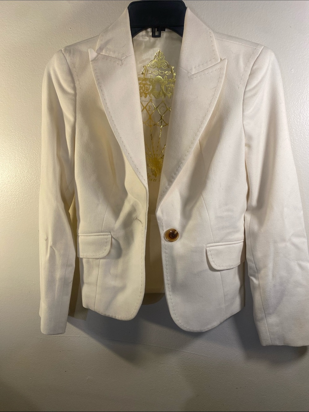 bebe Cream Single-Button Tailored Blazer and Matching Trousers - FULL SUIT - 0